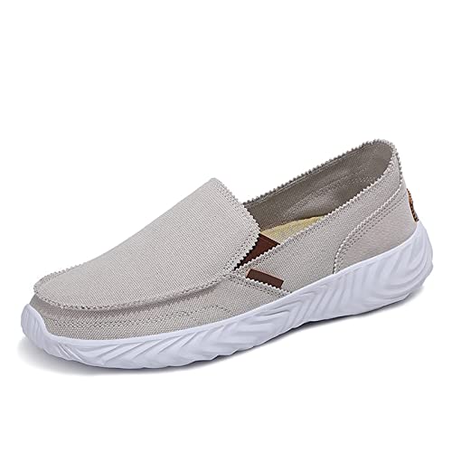 Herren Canvas Loafer Deckschuhe Leichte Schuhe mit weicher Sohle for Reisen im Freien, Fahren, Angeln (Farbe : Beige, Size : 39 EU) von ZAANHA