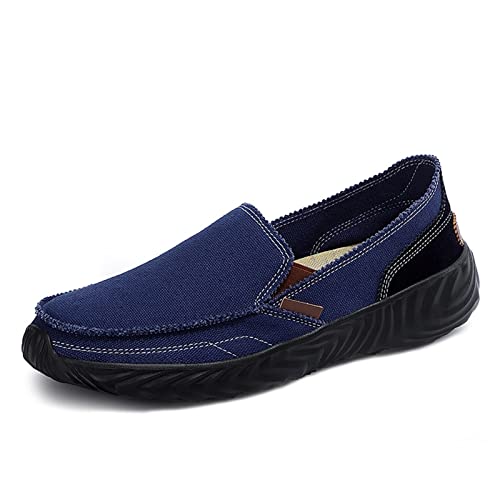 Herren Canvas Loafer Deckschuhe Leichte Schuhe mit weicher Sohle for Reisen im Freien, Fahren, Angeln (Farbe : Blue, Size : 42 EU) von ZAANHA