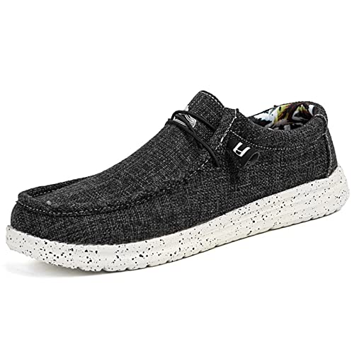 ZAANHA Herren-Slipper, Freizeitschuhe, Herren-Bootsschuh, rutschfeste, lässige Loafer, Flache Outdoor-Sneakers (Farbe : Black, Size : 40 EU) von ZAANHA