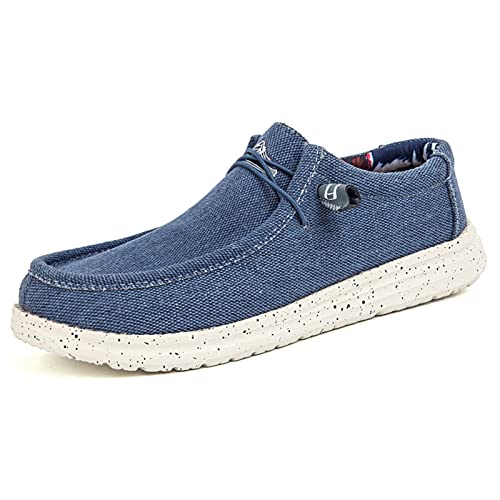 ZAANHA Herren-Slipper, Freizeitschuhe, Herren-Bootsschuh, rutschfeste, lässige Loafer, Flache Outdoor-Sneakers (Farbe : Blue, Size : 40 EU) von ZAANHA