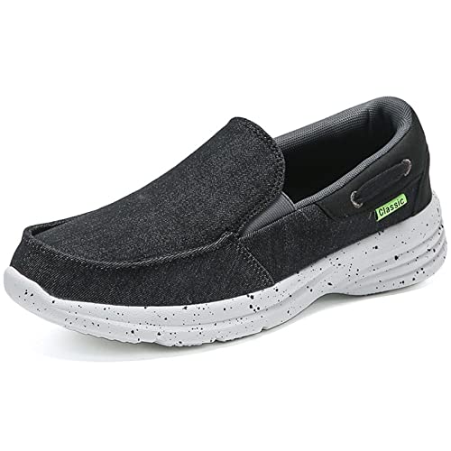 ZAANHA Slip-On-Schuhe for Herren Low-Top-Canvas-Loafer-Schuhe mit Gummisohle for Gehen, Fahren, Angeln (Farbe : Black, Size : 39 EU) von ZAANHA