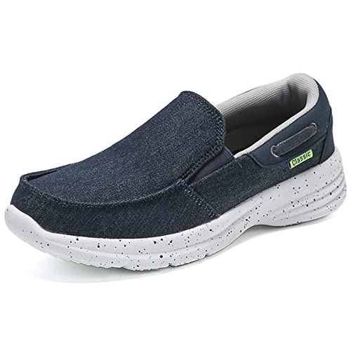 ZAANHA Slip-On-Schuhe for Herren Low-Top-Canvas-Loafer-Schuhe mit Gummisohle for Gehen, Fahren, Angeln (Farbe : Blue, Size : 41 EU) von ZAANHA