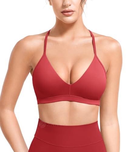 ZAAYO Sport BH Damen Tiefer V Ausschnitt Y-Rücken Push Up Sport BH Gepolstert Fitness Medium Impact Workout Gym Yoga Tops mit Verstellbaren Rückenriemen Rot M ZAAYO Sport BH Damen Tiefer V Ausschnitt Y-Rücken Push Up Sport BH Gepolstert Fitness Medium Impact Workout Gym Yoga Tops mit Verstellbaren Rückenriemen Rot M von ZAAYO