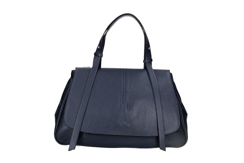 Zacia Echtleder Luxus Handtasche Schultertasche, Mitternacht/Ausflug, einfarbig (Midnight//Getaway Solids) von ZACIA Bags