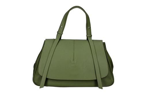 Zacia Echtleder Luxus Handtasche Schultertasche, Oliv/Blatt für mich (Leaf It to Me) von ZACIA Bags