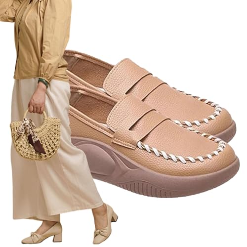 Grobstrick-Loafer,Penny-Loafer für Damen - Klobige Slip-On-Freizeitschuhe - Bequeme, klobige Slipper zum Einkaufen, Reisen, Arbeiten, Sport von ZAGARO