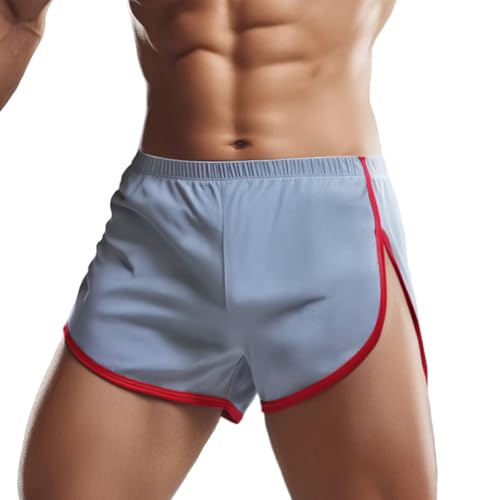 ZAIGELUO Herren Mesh Laufshorts Athletic Shorts Lose Split Sides Bodybuilding Schnelles Trocknen Laufen Kurze Loungehose Sweatpants Shorts für Männer 2XL Hellgrau von ZAIGELUO