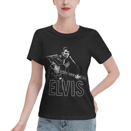 Singer Rock-Presley Damen-T-Shirts, modisch, grafisch, übergroße T-Shirts für Damen, schwarzes Top, lässiges Fitnessstudio-Top, 4, M von ZALIX
