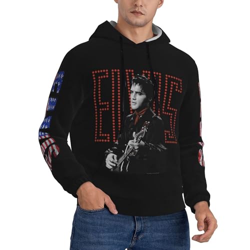 ZALIX Singer Rock-Presley Kapuzenpullover für Herren, Hip-Hop-Kapuzenpullover, modische Grafiken, Kapuzen-Sweatshirt, ästhetischer Langarm-Pullover, 4, M von ZALIX