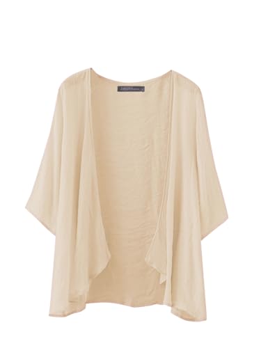 ZANZEA Chiffon-Kimono-Cardigan für Damen, vorne offen, durchsichtig, zum Schwimmen, Strand, Strandbekleidung, Bluse, beige, 50 ZANZEA Chiffon-Kimono-Cardigan für Damen, vorne offen, durchsichtig, zum Schwimmen, Strand, Strandbekleidung, Bluse, beige, 50 von ZANZEA