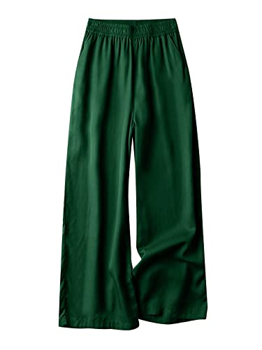 ZANZEA Culottes Hosen Damen Baggy Lang Hosenrock Sommer Weite Haremshosen Elastische Taille Strandhose Große Größen Leichte Yoga Hosen D-Grün 4XL von ZANZEA