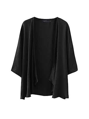 ZANZEA Damen Chiffon Kimono Cardigan Offene Vorderseite Capes Sheer Shrug Top Swim Beach Cover Up Beachwear Bluse Wrap, Chiffon Schwarz, 52 ZANZEA Damen Chiffon Kimono Cardigan Offene Vorderseite Capes Sheer Shrug Top Swim Beach Cover Up Beachwear Bluse Wrap, Chiffon Schwarz, 52 von ZANZEA
