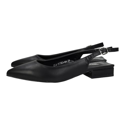 ZAPATOP 2L6-P7521-01 einfache Absatzschuhe, Schwarz, Pumps mit niedrigem Absatz und spitzem Design, Pumps für Damen, Schwarz , 37 EU von ZAPATOP