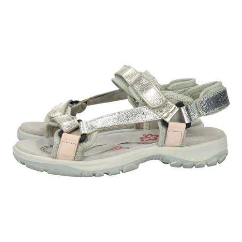 ZAPATOP BIDASOA Sandalen für Mädchen, Trekking-Stil, Ledersandalen mit Klettverschluss, Metallic-Farben, Klettverschluss und Gummiboden, Damen, Sandalen, Metallic, 36 EU von ZAPATOP