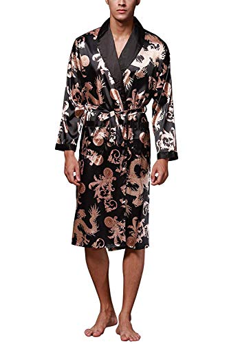 ZAPZEAL Men's Blue Nisher Kimono Dressing Gown Bath Robe Satin Black or Burgundy,Schwarz,3XL von ZAPZEAL