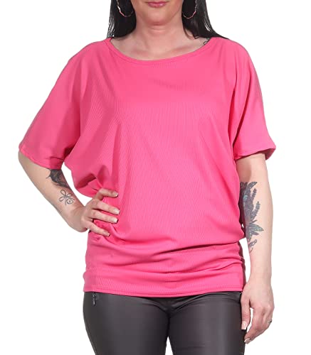 ZARMEXX Damen Shirt T-Shirt Oberteil mit Fledermaus Arm Kurzarm Sommer Bluse Rundhals Basic Top (Magenta, 36-44) von ZARMEXX