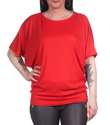ZARMEXX Damen Shirt T-Shirt Oberteil mit Fledermaus Arm Kurzarm Sommer Bluse Rundhals Basic Top (rot, 36-44) von ZARMEXX