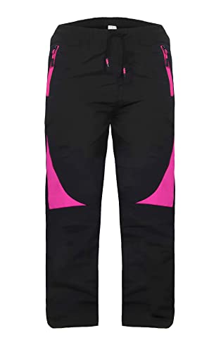 ZARMEXX Kinder Thermohose Jungen Mädchen Outdoor Softshell Hose Trekking Herbst Winter Schneehose Skihose Wanderhose (1993 schwarz-pink, 140) von ZARMEXX