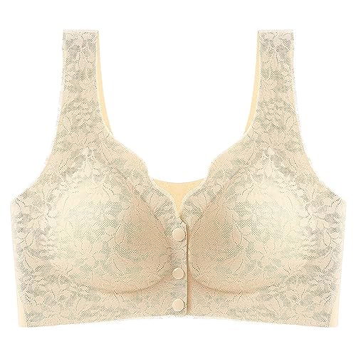 ZARUX PISPARA formender und leistungsstarker Lifting-BH, kreativer Baumwoll-BH mit Knopfleiste für Damen, BH mit Vorderverschluss. (Beige,3XL[85-95kg]) von ZARUX