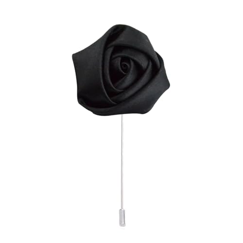 3,5 * 9 cm 10 stücke Schwarz Kleine Silber Satin Blume Anstecknadel Abzeichen Blume Corsage Satin Blume/Rose Anstecknadel Brosche Pin Frauen Männer Für Frauen Braut von ZAZUZU