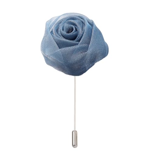 4 * 9cm 6/12 STK Handgemachte Pailletten Rose Silber Satin Blume Anstecknadel Abzeichen Blume Corsage Satin Rose Blume/Rose Anstecknadel Brosche Pin Frauen Männer von ZAZUZU