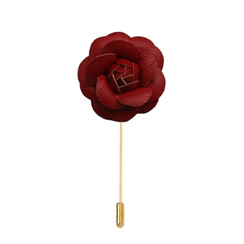 6 * 10CM 5/10PCS PU Leder Gold Satin Blume Anstecknadel Abzeichen Blume Corsage Satin Blume/Rose Anstecknadel Brosche Pin Frauen Männer Für Frauen Braut von ZAZUZU