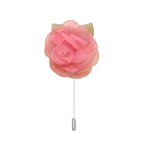 8 * 10 CM 3/6 STÜCKE Chiffon Blume & Grünes Blatt Silber Satin Blume Anstecknadel Abzeichen Blume Corsage Satin Rose Blume/Rose Anstecknadel Brosche Pin Frauen Männer von ZAZUZU