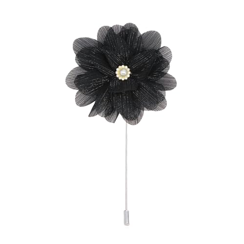 8 * 11 cm 10/20 stücke Perle Silber Seide Chiffon Tuch Blume Anstecknadel Abzeichen Blume Corsage Satin Blume Anstecknadel Brosche Pin Frauen Männer Für Frauen Braut von ZAZUZU