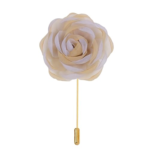 9 * 10 CM 3/6 STÜCKE Retro 2 Farbe Gold Satin Blume Anstecknadel Abzeichen Blume Corsage Satin Blume/Rose Anstecknadel Brosche Pin Frauen Männer Für Frauen Braut von ZAZUZU