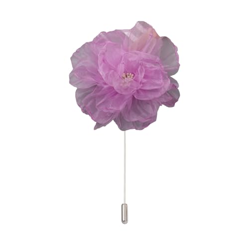 9 * 10cm 5/10 stücke Chiffon Blau Blume DIY Chiffon Silber Satin Blume Anstecknadel Abzeichen Blume Corsage Satin Rose Blume Anstecknadel Brosche Pin Frauen Männer von ZAZUZU