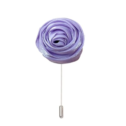 9 * 3 CM 6/12 STÜCKE Silber Rose Silber Satin Blume Anstecknadel Abzeichen Blume Corsage Satin Rose Blume/Rose Anstecknadel Brosche Pin Frauen Männer von ZAZUZU