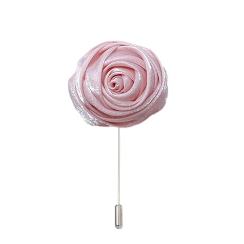 9 * 3 CM 6/12 STÜCKE Silber Rose Silber Satin Blume Anstecknadel Abzeichen Blume Corsage Satin Rose Blume/Rose Anstecknadel Brosche Pin Frauen Männer von ZAZUZU