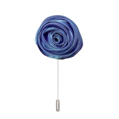 9 * 3 CM 6/12 STÜCKE Silber Rose Silber Satin Blume Anstecknadel Abzeichen Blume Corsage Satin Rose Blume/Rose Anstecknadel Brosche Pin Frauen Männer von ZAZUZU