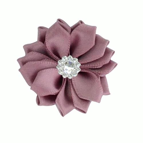 ZAZUZU 4 * 9 cm 6 Stück Strass Gold Satin Blume Anstecknadel Abzeichen Blumen Corsage Satin Rose Blume/Rosen Anstecknadel Brosche Pin für Frauen Braut von ZAZUZU