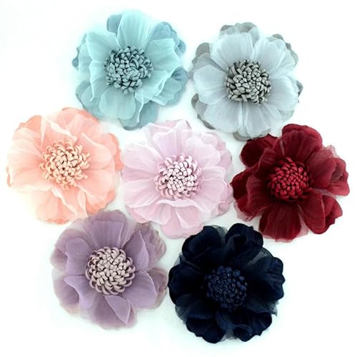 ZAZUZU 8 * 11cm 4/8PCS Doppelschicht SilverSatin Blume Anstecknadel Abzeichen Blume Corsage Satin Blume/Rose Anstecknadel Brosche Pin Für Frauen Braut von ZAZUZU