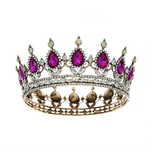 ZCHNB 125 * 55 CM Barock Kristall Braut Krone Für Hochzeit Tiara Prinzessin Königin Krone Blau Rose Rot Strass braut Stirnband von ZCHNB