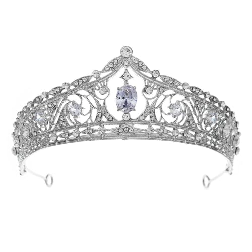 ZCHNB 130 * 55MM Barock Kristall Braut Krone Für Hochzeit Tiara Prinzessin Königin Krone Silber Strass Braut Stirnband für Mädchen Frauen von ZCHNB