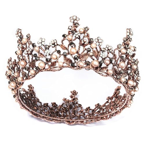 ZCHNB 135 * 70MM Retro Barock Perle Kristall Braut Krone Für Hochzeit Tiara Prinzessin Königin Krone Strass Braut Stirnband von ZCHNB