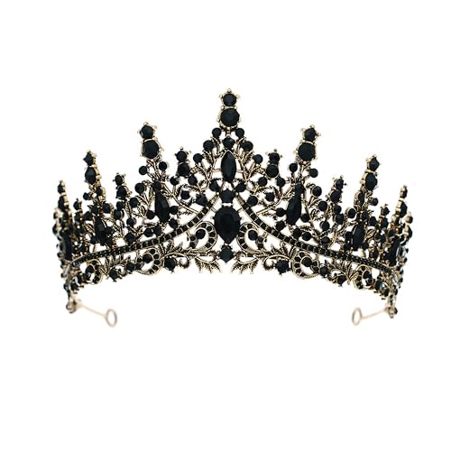 ZCHNB 135 * 8 cm Gold Barock Kristall Brautkrone Für Hochzeit Tiara Prinzessin Königin Krone Schwarz Strass Braut Stirnband von ZCHNB