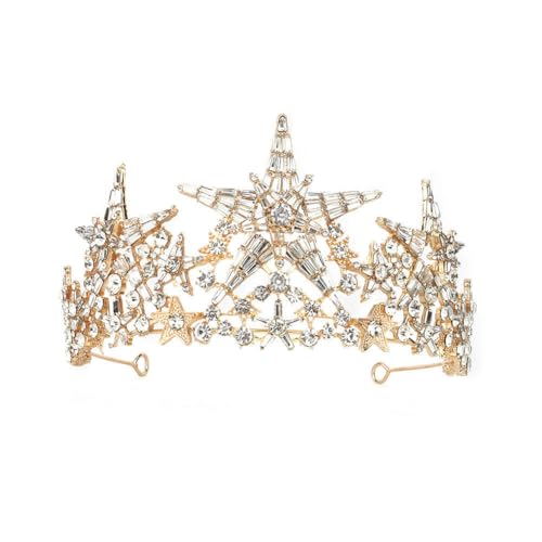 ZCHNB 14 * 8CM Barock Kristall Braut Krone Für Hochzeit Stern Tiara Prinzessin Königin Krone Strass Braut Stirnband für Mädchen Frauen von ZCHNB