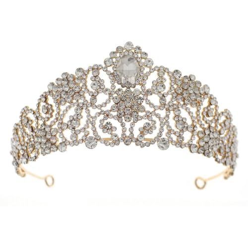 ZCHNB 140 * 60MM Handgemachte Diamant Kristall Braut Krone Für Hochzeit Gold Silber Tiara Prinzessin Königin Krone Strass braut Stirnband von ZCHNB