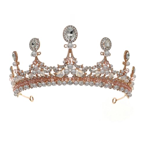 ZCHNB 140 * 65MM Barocke Perle Kristall Braut Krone Für Hochzeit Tiara Prinzessin Königin Krone Strass Braut Stirnband von ZCHNB