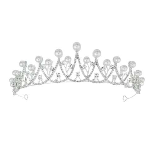 ZCHNB 145 * 3CM Barocke Perle Kristall Braut Krone Für Hochzeit Tiara Prinzessin Königin Krone Strass Braut Stirnband für Mädchen Frauen von ZCHNB