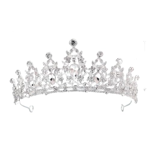 ZCHNB 145 * 3CM Barocke Perle Kristall Braut Krone Für Hochzeit Tiara Prinzessin Königin Krone Strass Braut Stirnband für Mädchen Frauen von ZCHNB