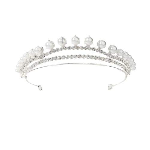 ZCHNB 145 * 3CM Barocke Perle Kristall Braut Krone Für Hochzeit Tiara Prinzessin Königin Krone Strass Braut Stirnband für Mädchen Frauen von ZCHNB