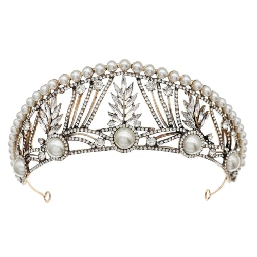 ZCHNB 145 * 60MM Barock Kristall Braut Krone Für Hochzeit Tiara Prinzessin Königin Krone Perle Strass Braut Stirnband für Mädchen Frauen von ZCHNB