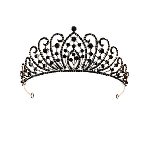 ZCHNB 145 * 6CM Retro Barock Kristall Braut Krone Für Hochzeit Tiara Prinzessin Königin Krone Schwarz Rot Strass Braut stirnband von ZCHNB