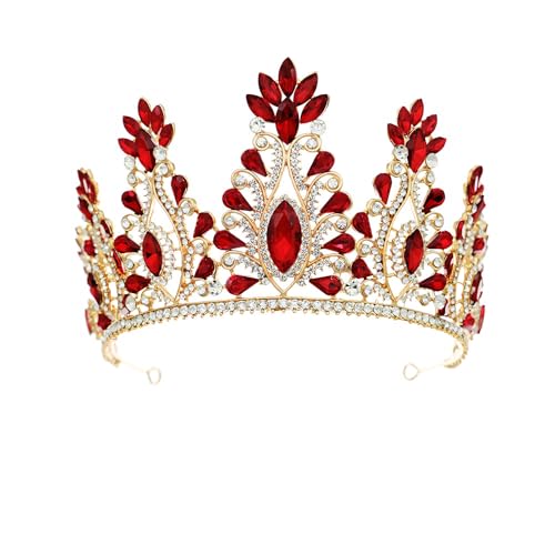 ZCHNB 15 * 95 cm Retro Barock Kristall Brautkrone Für Hochzeit Tiara Prinzessin Königin Krone Rot/Grün Strass Braut Stirnband von ZCHNB