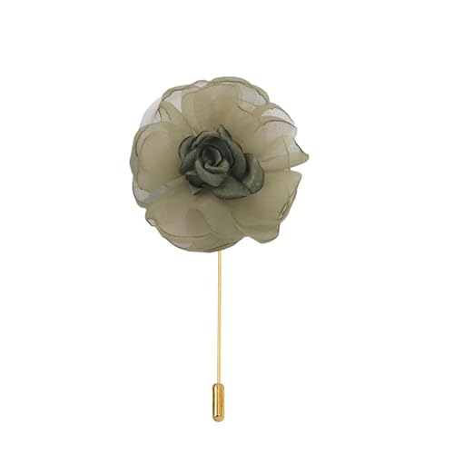 ZCHNB 25/50 STÜCKE 7 * 10 CM Hellkaffee Gold Satin Blume Anstecknadel Anstecker Blume Corsage Satin Blume/Rose Anstecknadel Brosche Anstecknadel Für Frauen Braut von ZCHNB