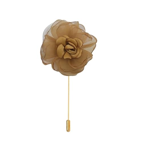 ZCHNB 25/50 STÜCKE 7 * 10 CM Hellkaffee Gold Satin Blume Anstecknadel Anstecker Blume Corsage Satin Blume/Rose Anstecknadel Brosche Anstecknadel Für Frauen Braut von ZCHNB